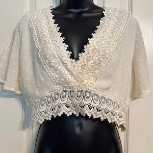 White Lace Crop Top